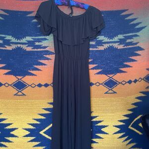 Heimish USA Black Romper. Pockets. Short Sleeve. Whimsygoth. Small. Boho. Ruffle